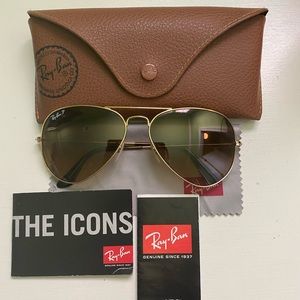 Polarized brown and gold Ray Ban aviators